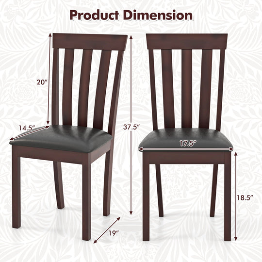 Dining Chair Set of 2 Upholstered Wooden Kitchen Chairs with Padded Seat and Rubber Wood Frame