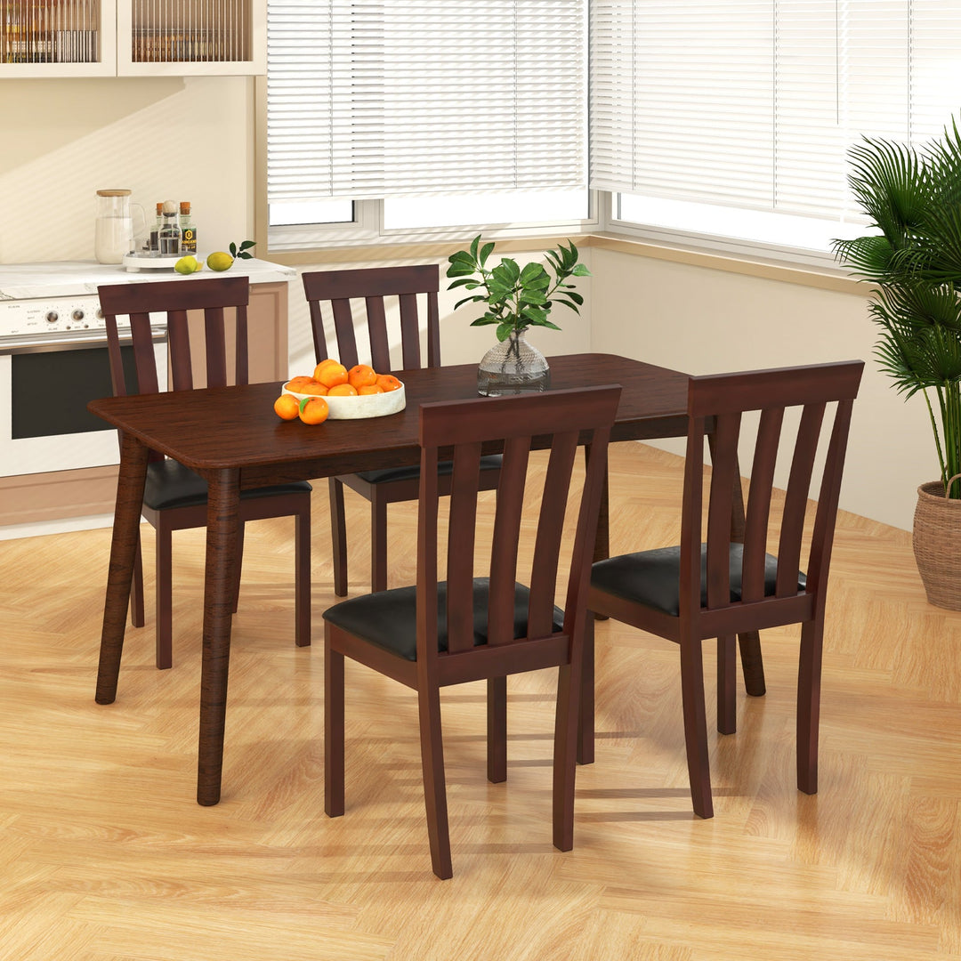 Dining Chair Set of 2 Upholstered Wooden Kitchen Chairs with Padded Seat and Rubber Wood Frame