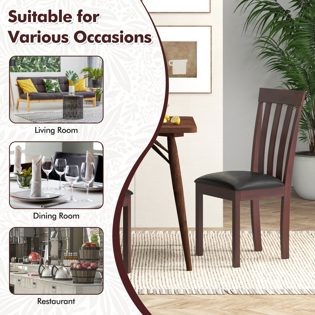 Dining Chair Set of 2 Upholstered Wooden Kitchen Chairs with Padded Seat and Rubber Wood Frame