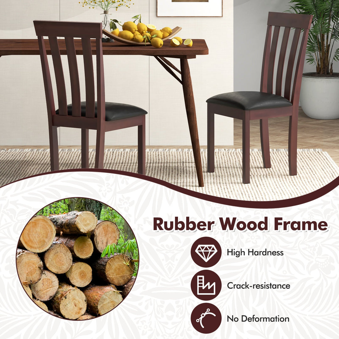 Dining Chair Set of 2 Upholstered Wooden Kitchen Chairs with Padded Seat and Rubber Wood Frame