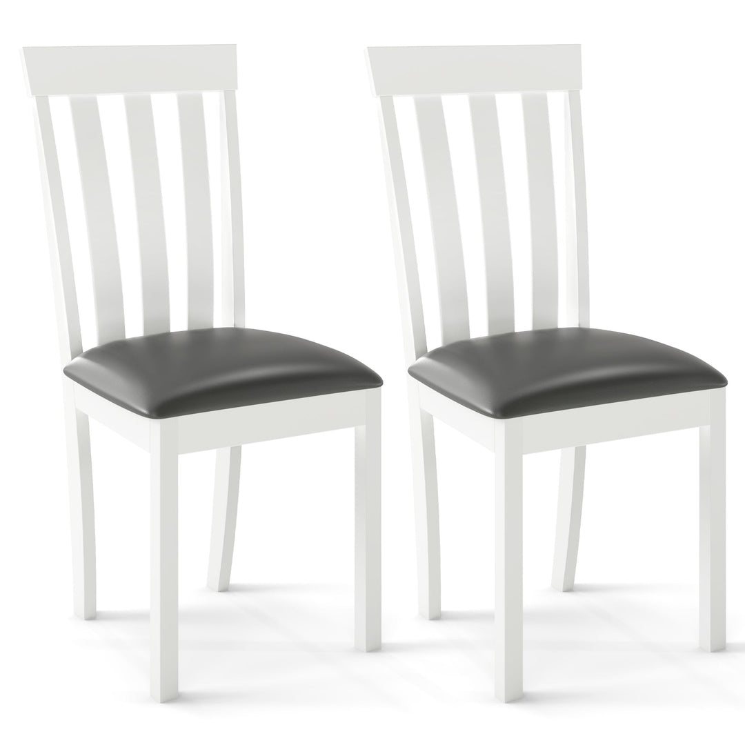 Dining Chair Set of 2 Upholstered Wooden Kitchen Chairs with Padded Seat and Rubber Wood Frame