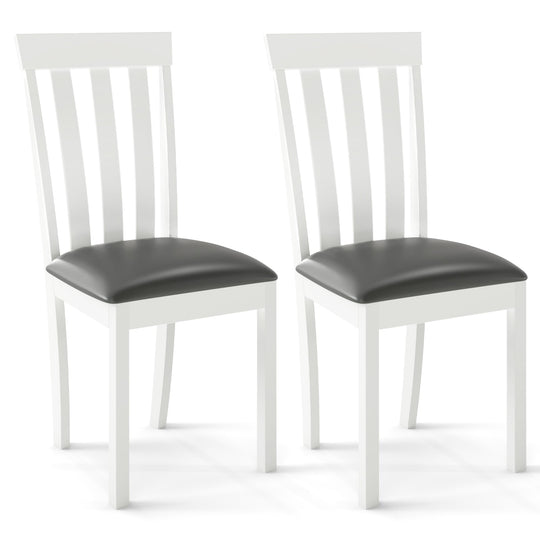 Dining Chair Set of 2 Upholstered Wooden Kitchen Chairs with Padded Seat and Rubber Wood Frame