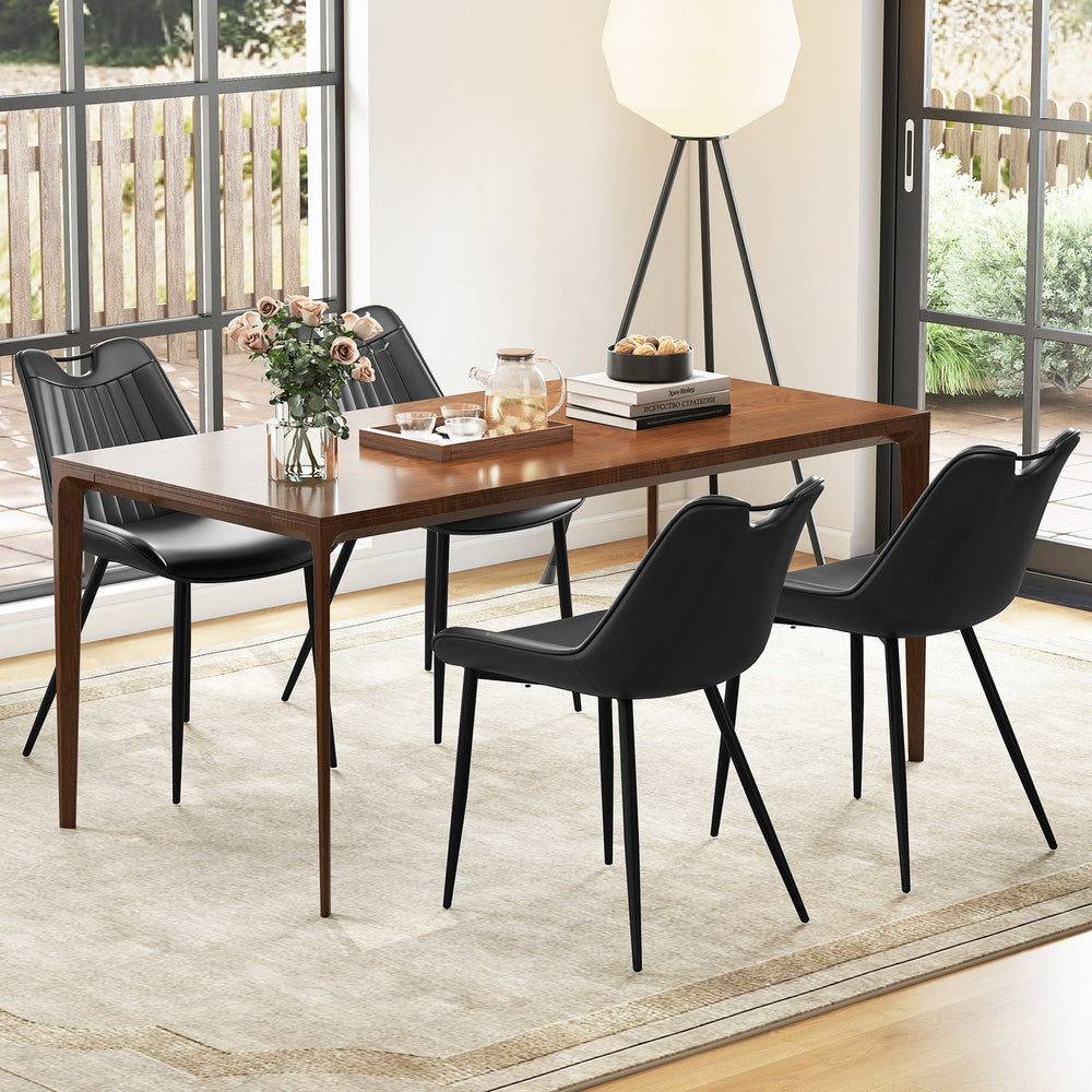 Dining Chair Set of 4 Faux Leather Upholstered Kitchen Chairs with Metal Legs