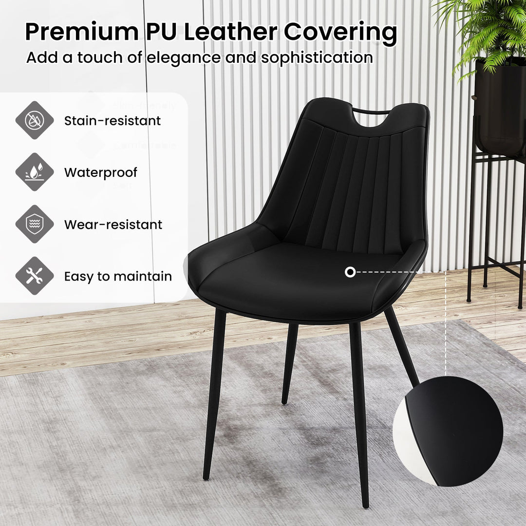 Dining Chair Set of 4 Faux Leather Upholstered Kitchen Chairs with Metal Legs