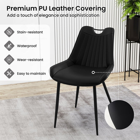 Dining Chair Set of 4 Faux Leather Upholstered Kitchen Chairs with Metal Legs
