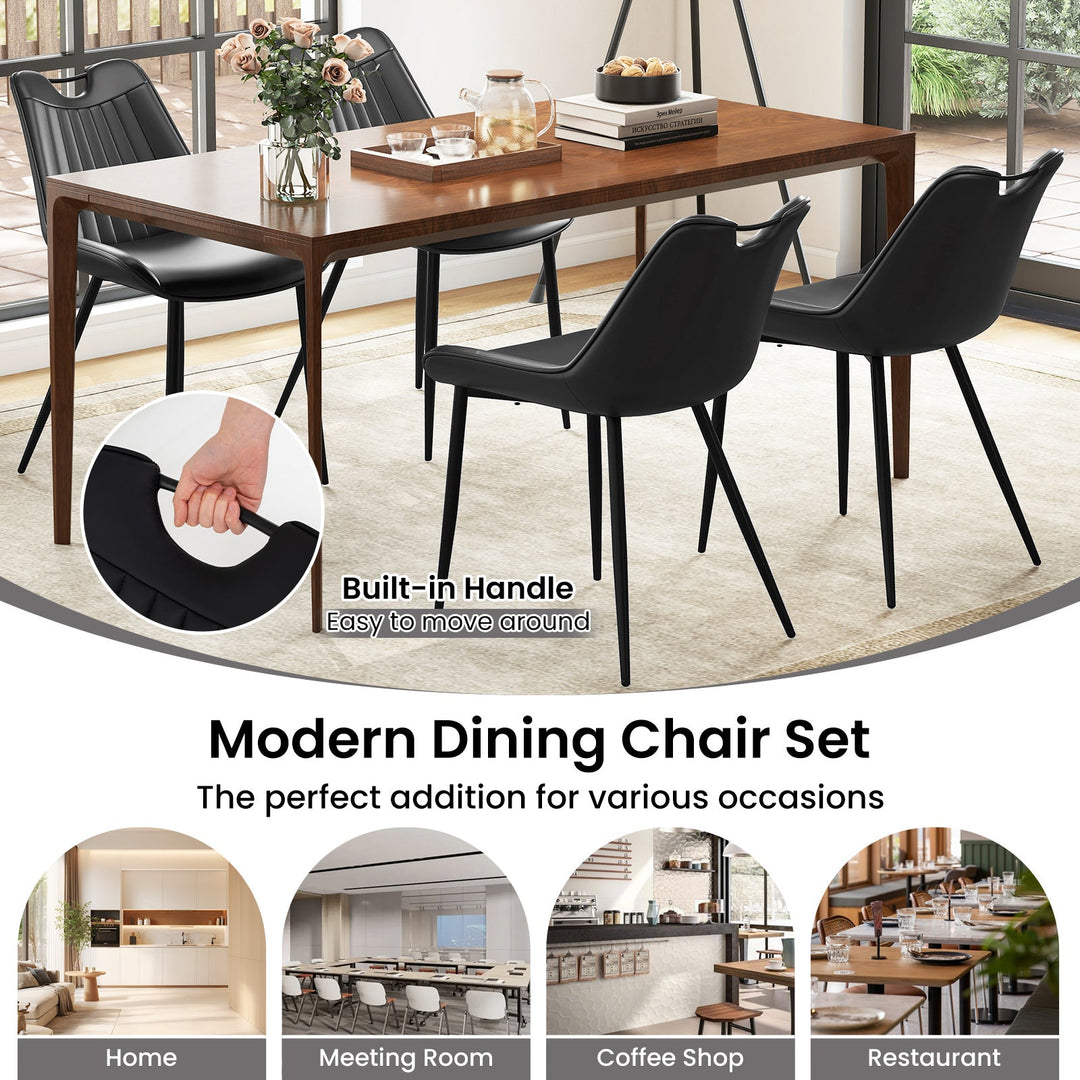 Dining Chair Set of 4 Faux Leather Upholstered Kitchen Chairs with Metal Legs