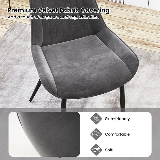Dining Chair Set of 4 Faux Leather Upholstered Kitchen Chairs with Metal Legs