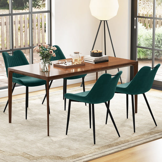 Dining Chair Set of 4 Faux Leather Upholstered Kitchen Chairs with Metal Legs