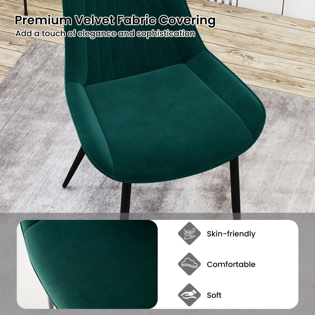 Dining Chair Set of 4 Faux Leather Upholstered Kitchen Chairs with Metal Legs