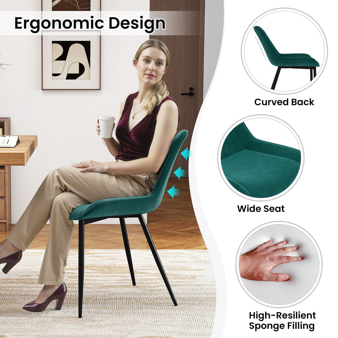 Dining Chair Set of 4 Faux Leather Upholstered Kitchen Chairs with Metal Legs