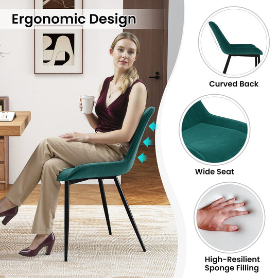 Dining Chair Set of 4 Faux Leather Upholstered Kitchen Chairs with Metal Legs