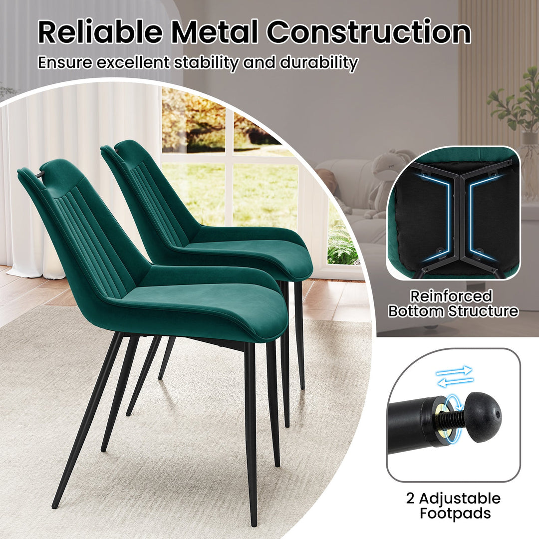 Dining Chair Set of 4 Faux Leather Upholstered Kitchen Chairs with Metal Legs