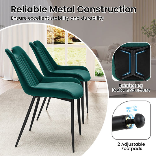 Dining Chair Set of 4 Faux Leather Upholstered Kitchen Chairs with Metal Legs