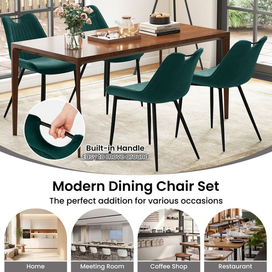Dining Chair Set of 4 Faux Leather Upholstered Kitchen Chairs with Metal Legs