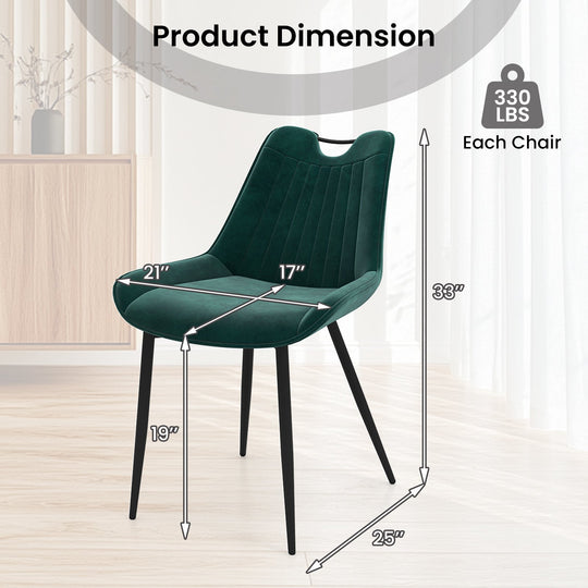 Dining Chair Set of 4 Faux Leather Upholstered Kitchen Chairs with Metal Legs