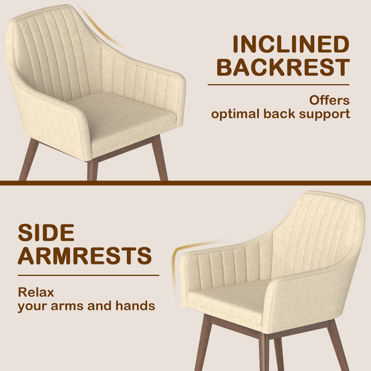 Dining Chairs Set of 2 Upholstered Accent Chairs with Comfy Padded Backrest and Seat