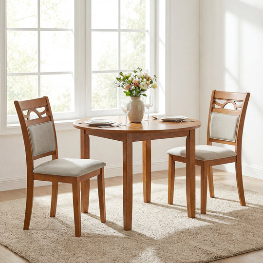 Dining Chairs Set of 2 Dining Room Chairs with Rubber Wood Frame-Brown
