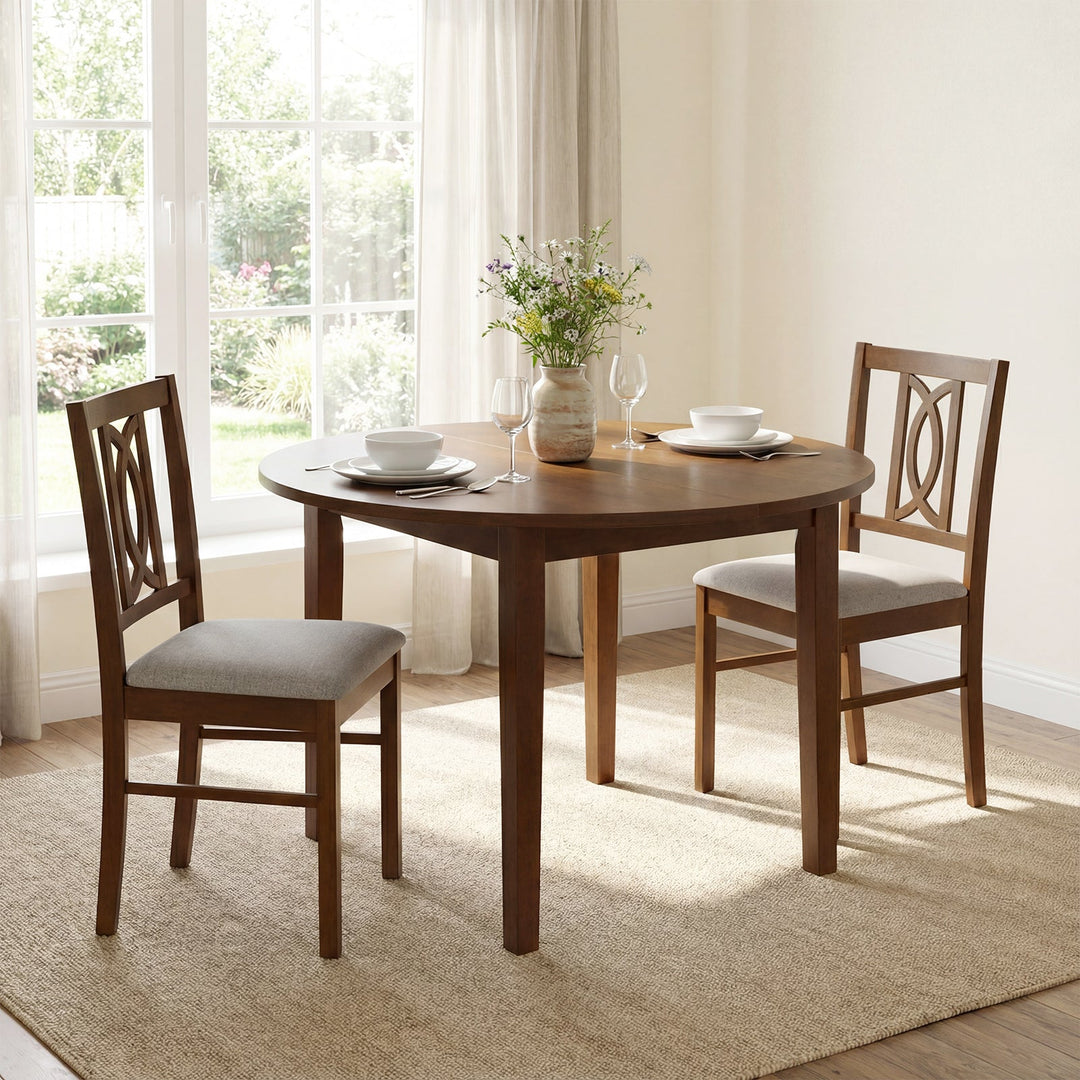 Dining Chairs Set of 2 Rubber Wood Dining Room Chairs with Hollowed Backrest-Walnut