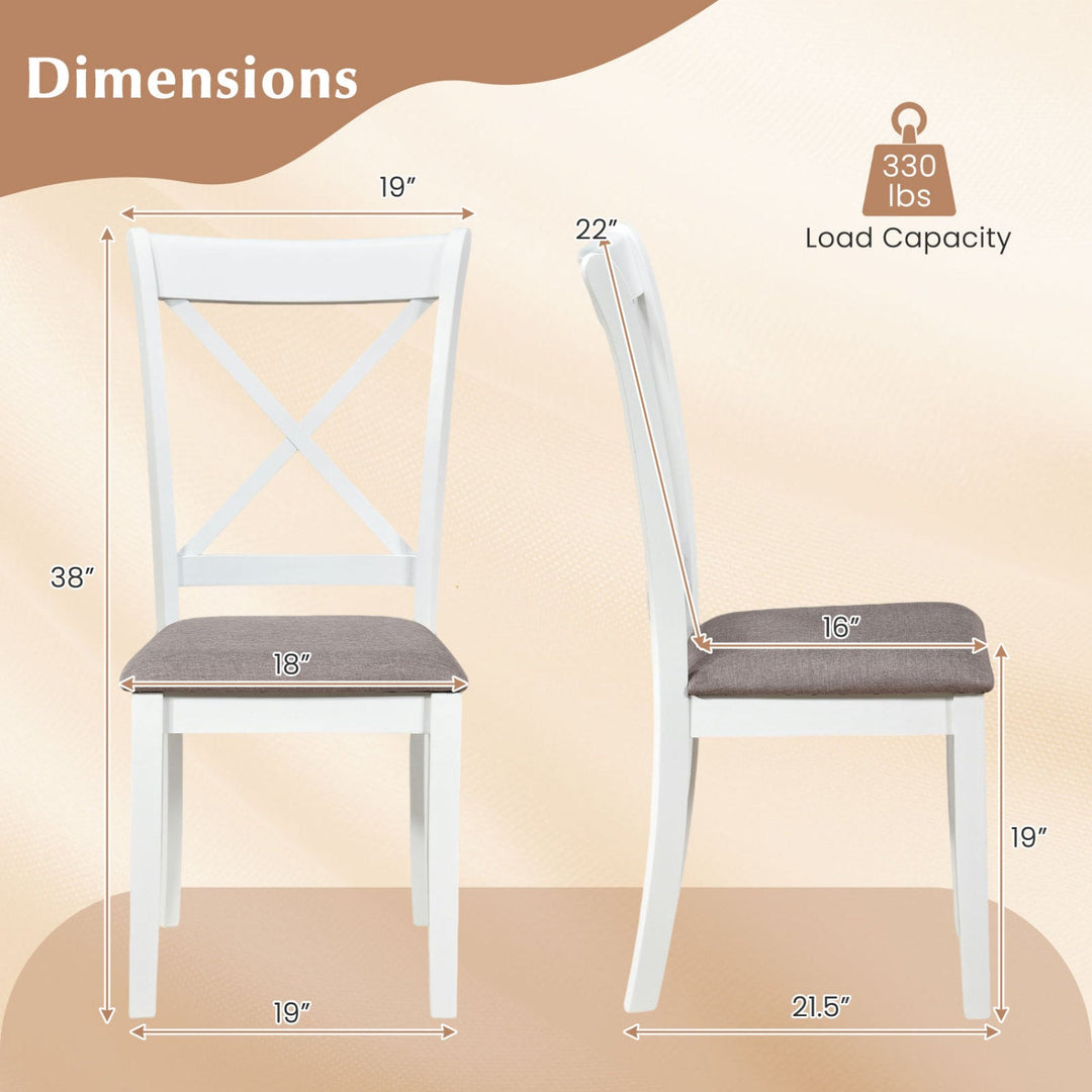 Dining Chairs Set of 2 Rubber Wood Dining Room Chairs with Comfortable Backrest and Padded Seat