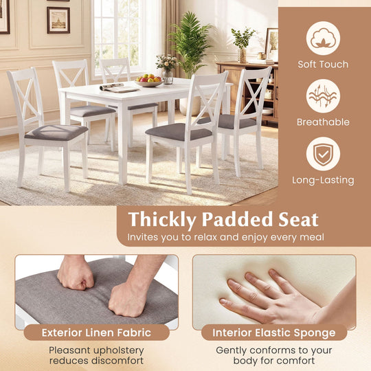 Dining Chairs Set of 2 Rubber Wood Dining Room Chairs with Comfortable Backrest and Padded Seat
