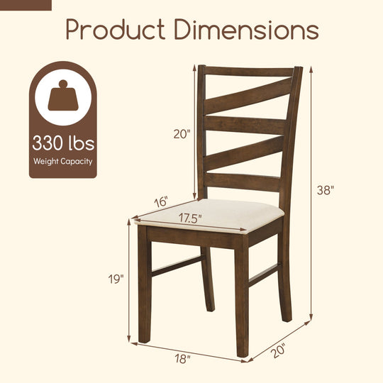 Dining Chairs Set of 2 with Backrests and Rubber Wood Frames