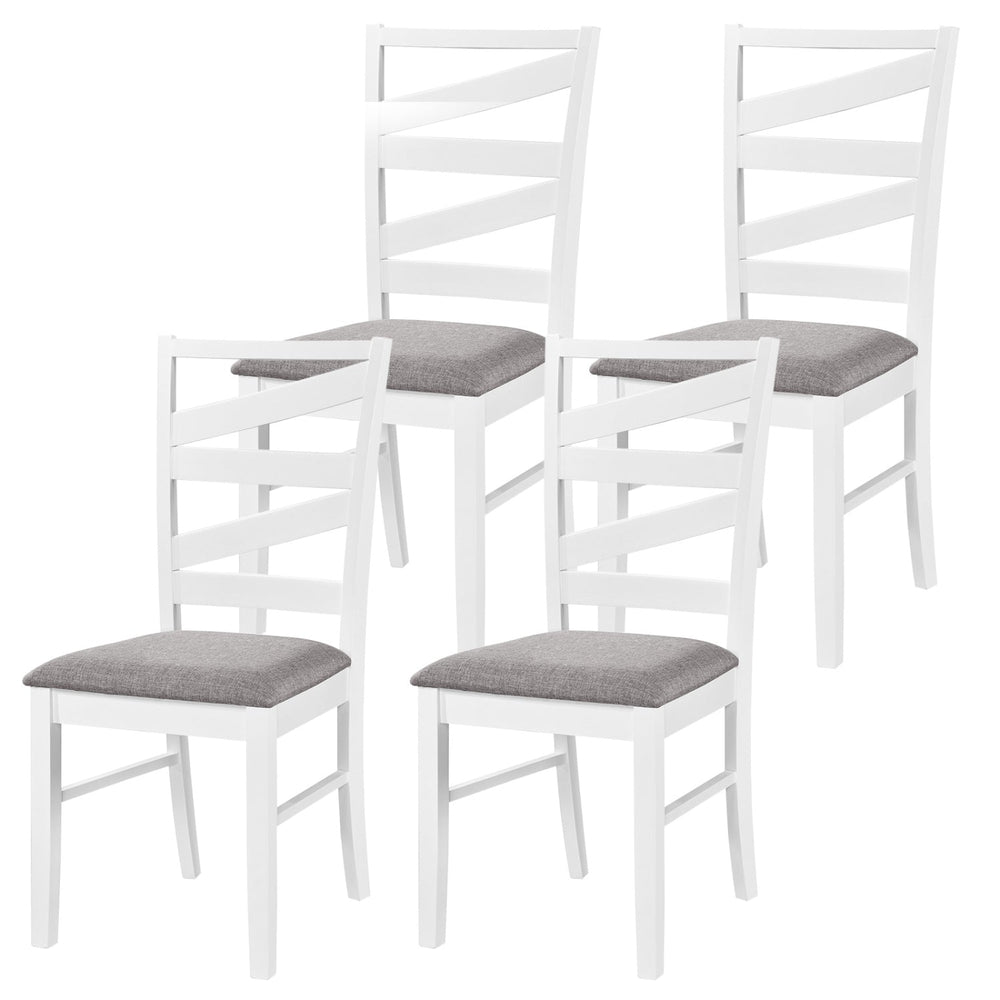 Dining Chairs Set of 4 with Backrests and Rubber Wood Frames