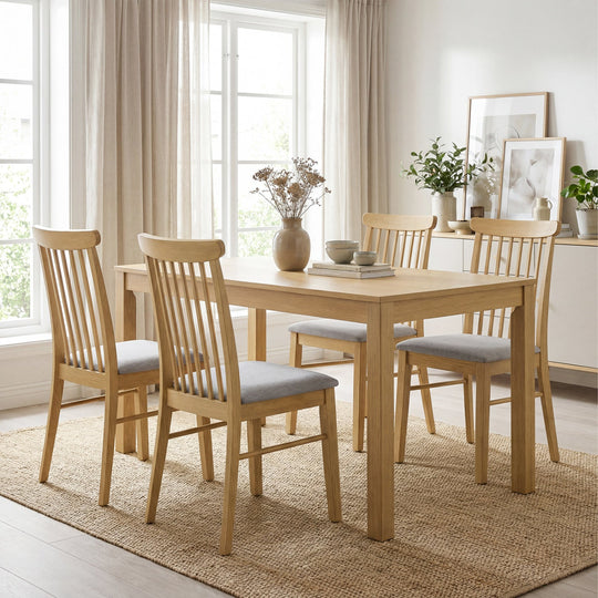 Dining Chairs Set of 2 Fabric Upholstered Kitchen Armless Chairs with Rubber Wood Frame