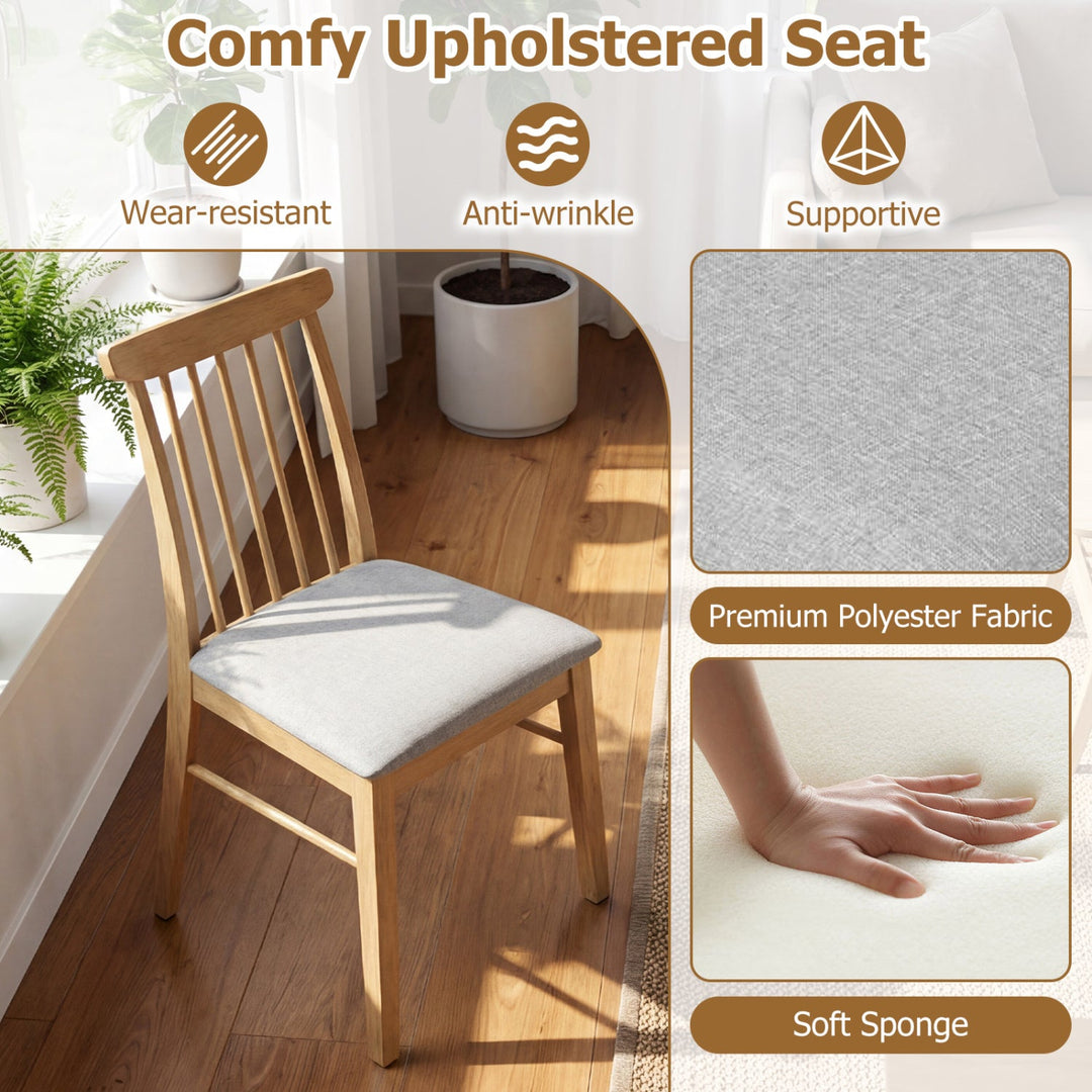 Dining Chairs Set of 2 Fabric Upholstered Kitchen Armless Chairs with Rubber Wood Frame