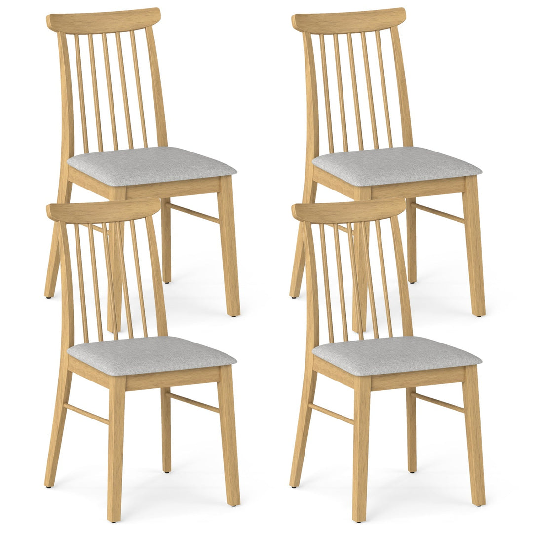 Dining Chairs Set of 4 Fabric Upholstered Kitchen Armless Chairs with Rubber Wood Frame
