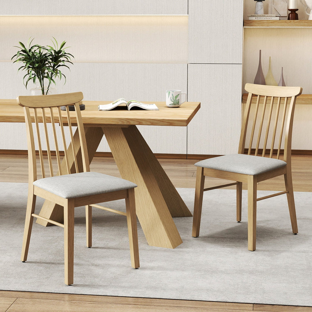 Dining Chairs Set of 4 Fabric Upholstered Kitchen Armless Chairs with Rubber Wood Frame