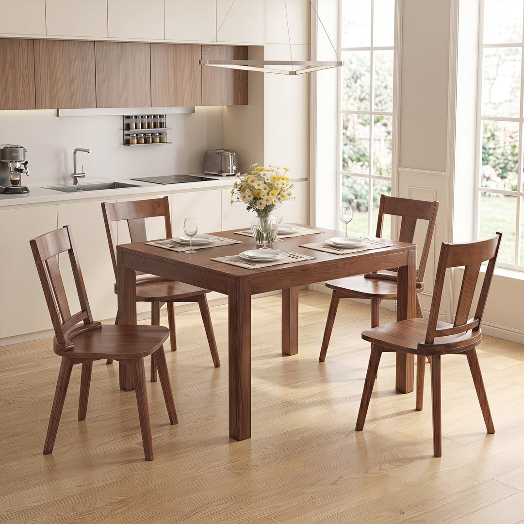 Solid Wood Dining Chairs Set of 4 with Curved Backrest