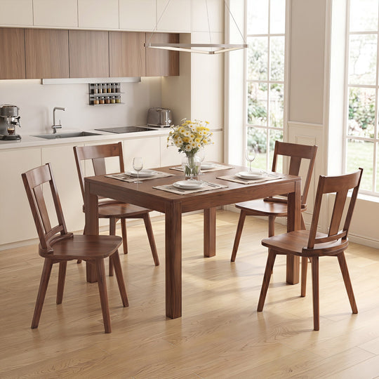 Solid Wood Dining Chairs Set of 4 with Curved Backrest