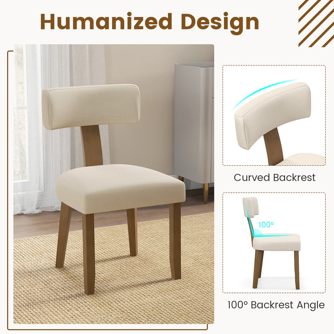 Dining Chairs Set of 2 with Curved Backrest Padded Seat-Beige