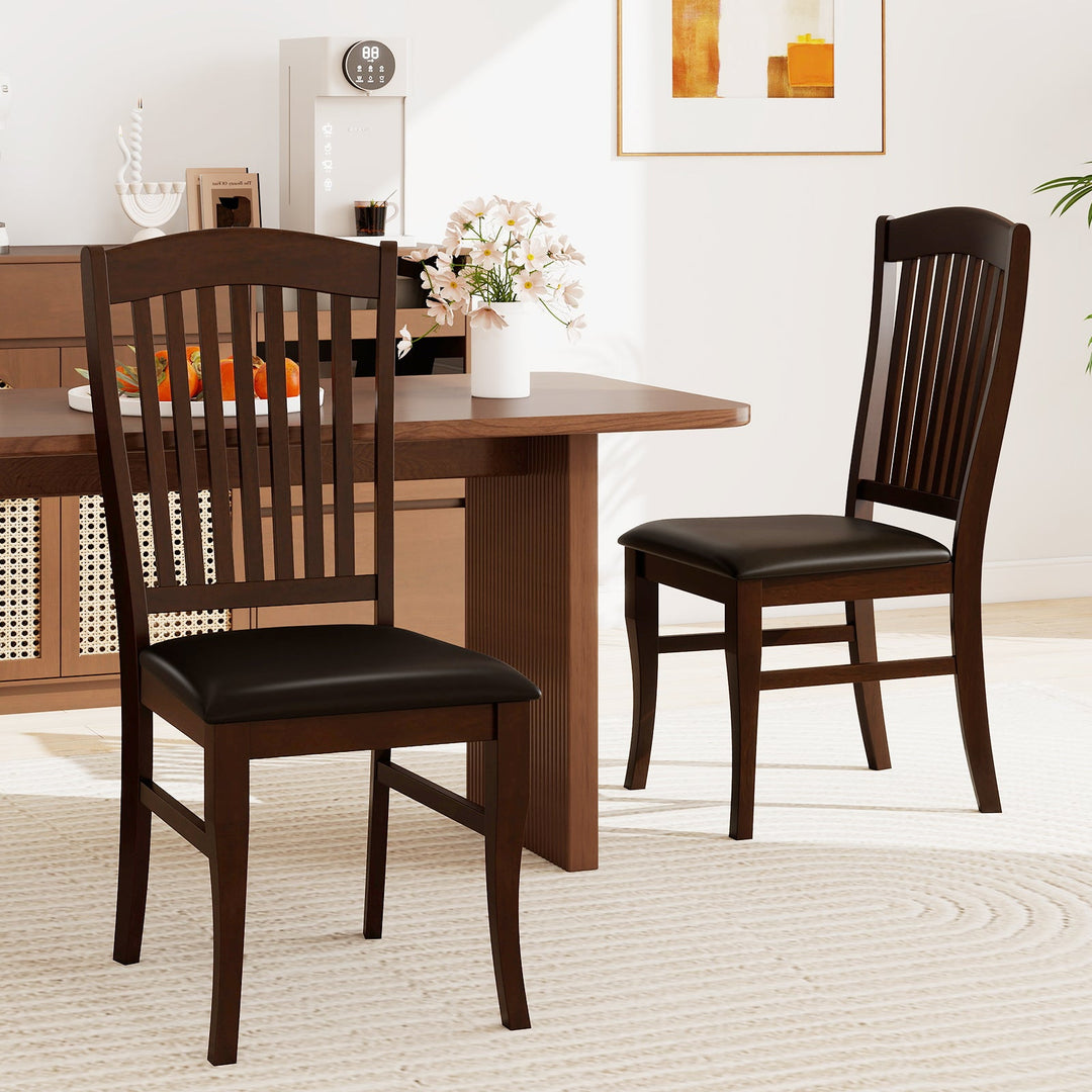 Dining Chairs Set of 2 Kitchen Side Chairs Mid-century Armless Dinette Chairs-Coffee