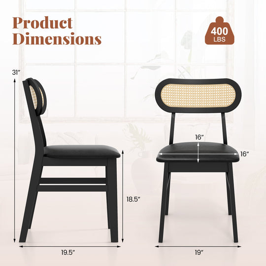 Indoor Mid Century Wood Dining Chairs Set of 2 for Dining Room