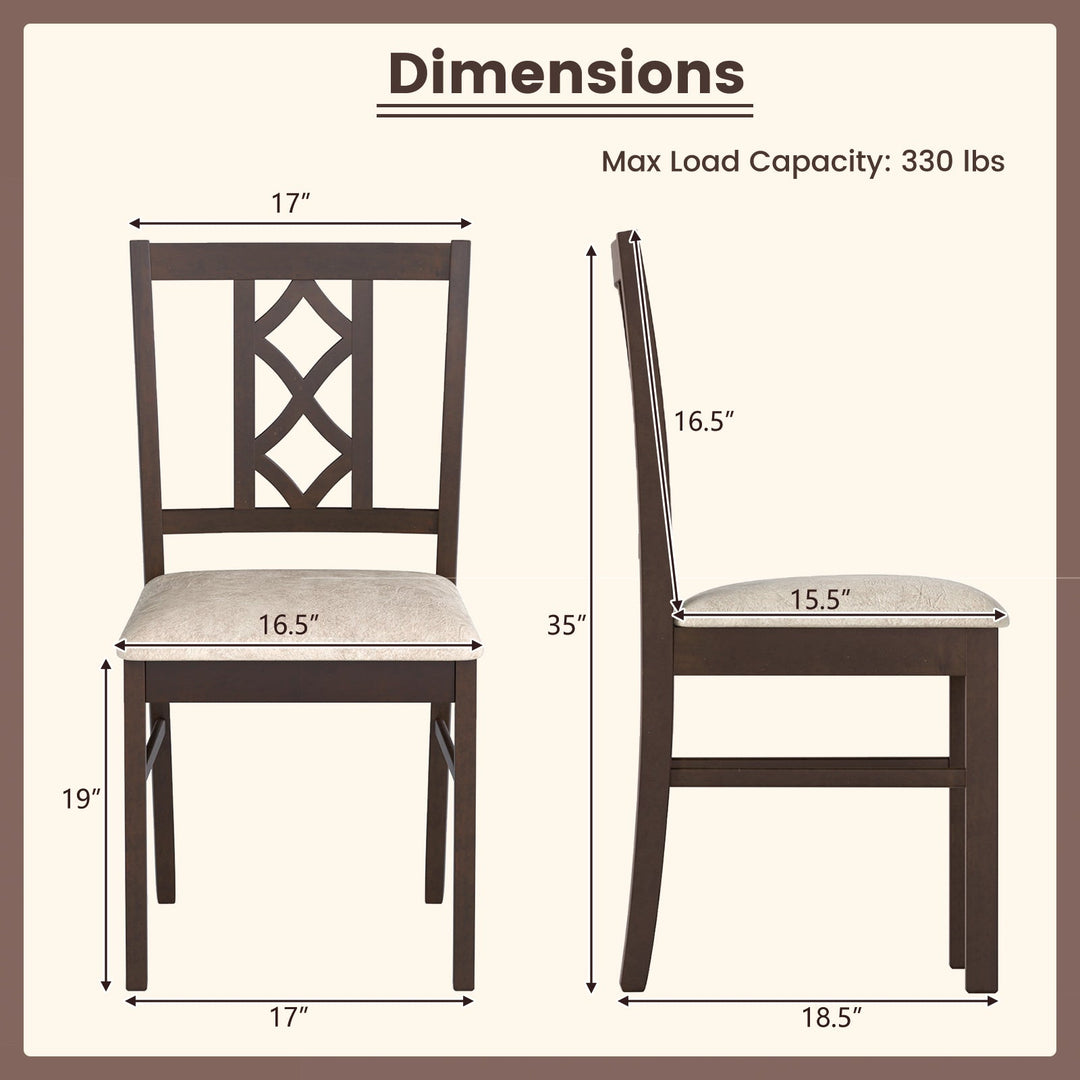 Dining Room Chairs Set of 2 Rubber Wood Dining Chairs with Hollowed Backrest-Brown
