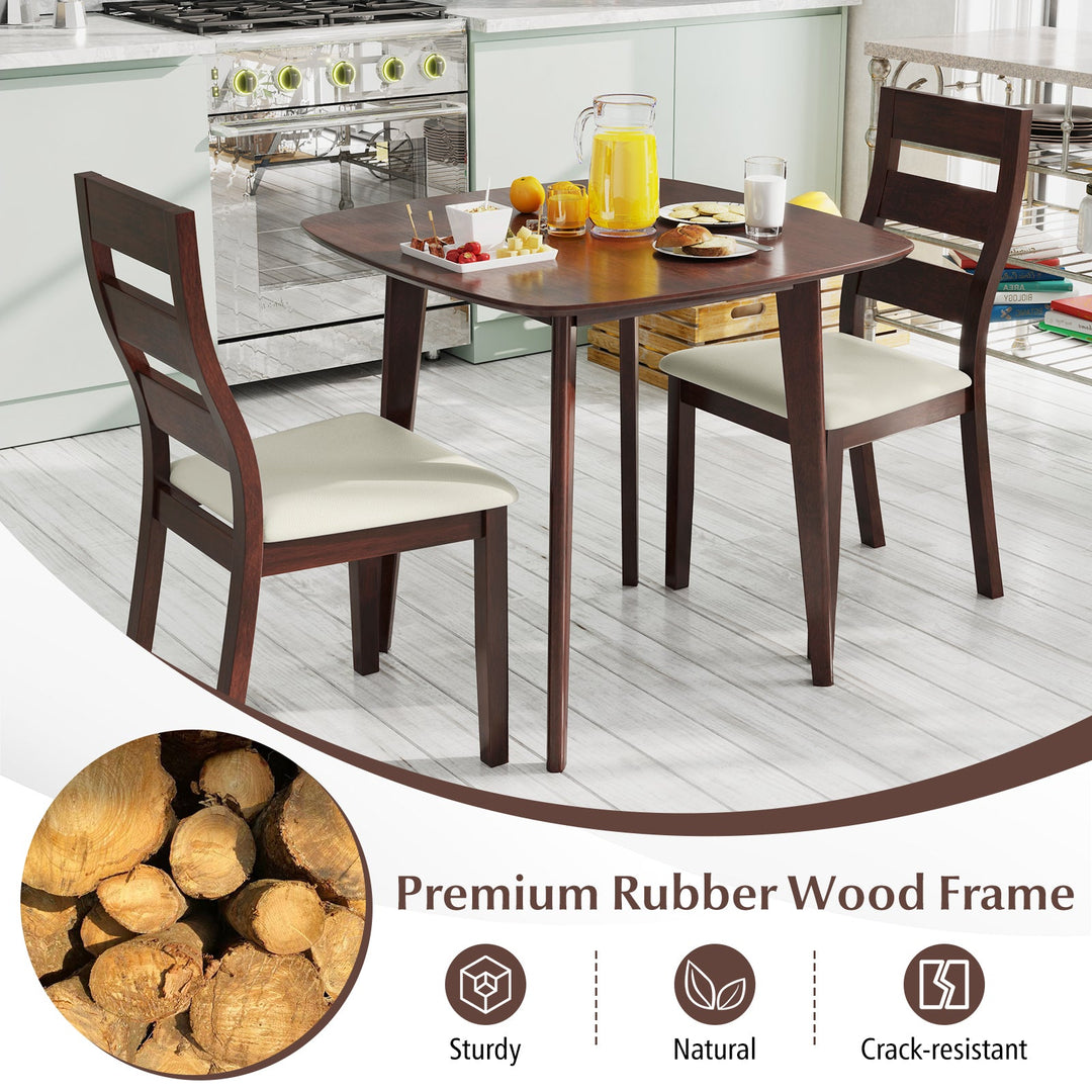 3-Piece Dining Table Set with Wooden Square Kitchen Table and 2 Chairs-Walnut