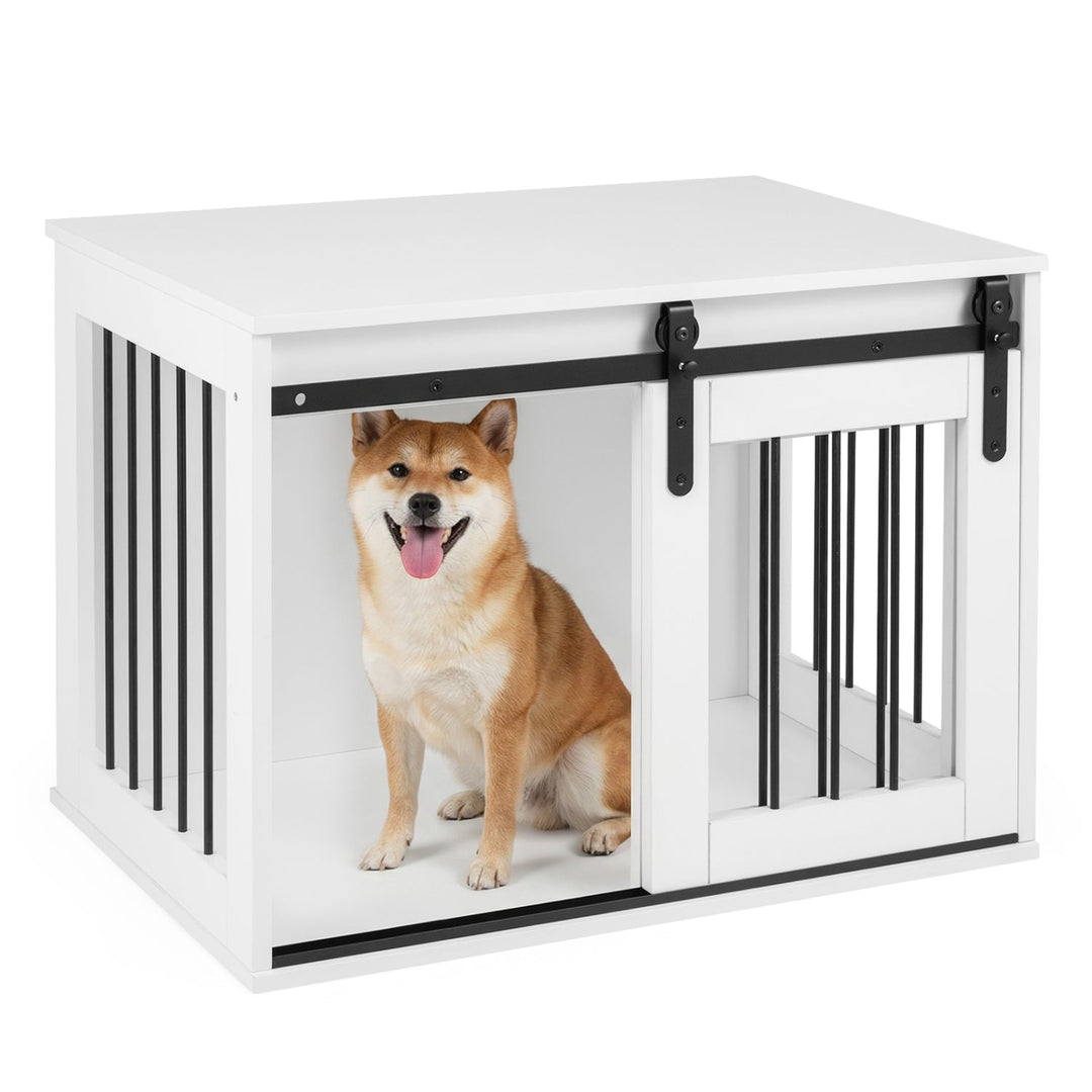 Dog Crate Furniture Heavy Duty Dog Kennel with Sliding Barn Door