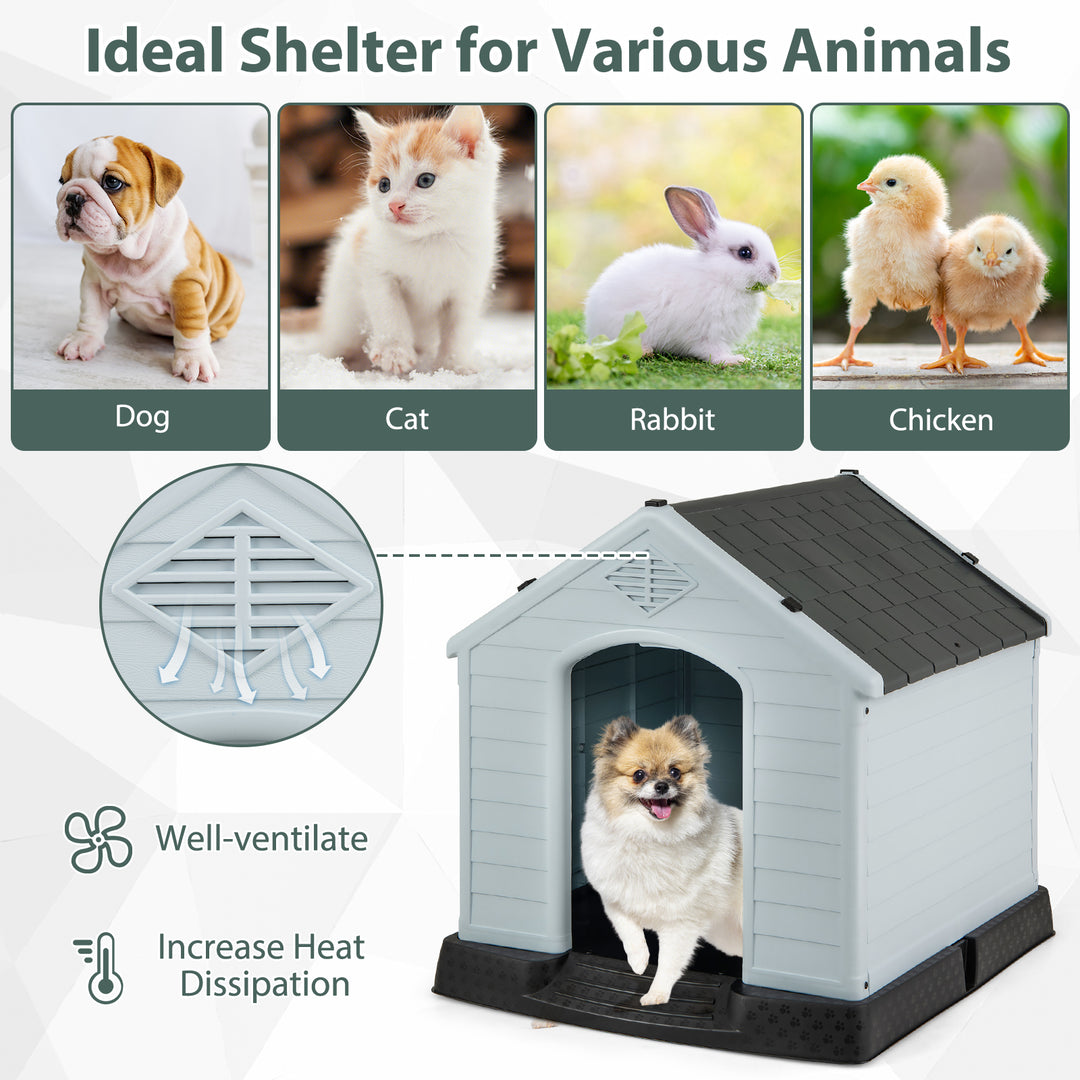 Dog House for Small Dogs Waterproof Plastic with Elevated Floor-S
