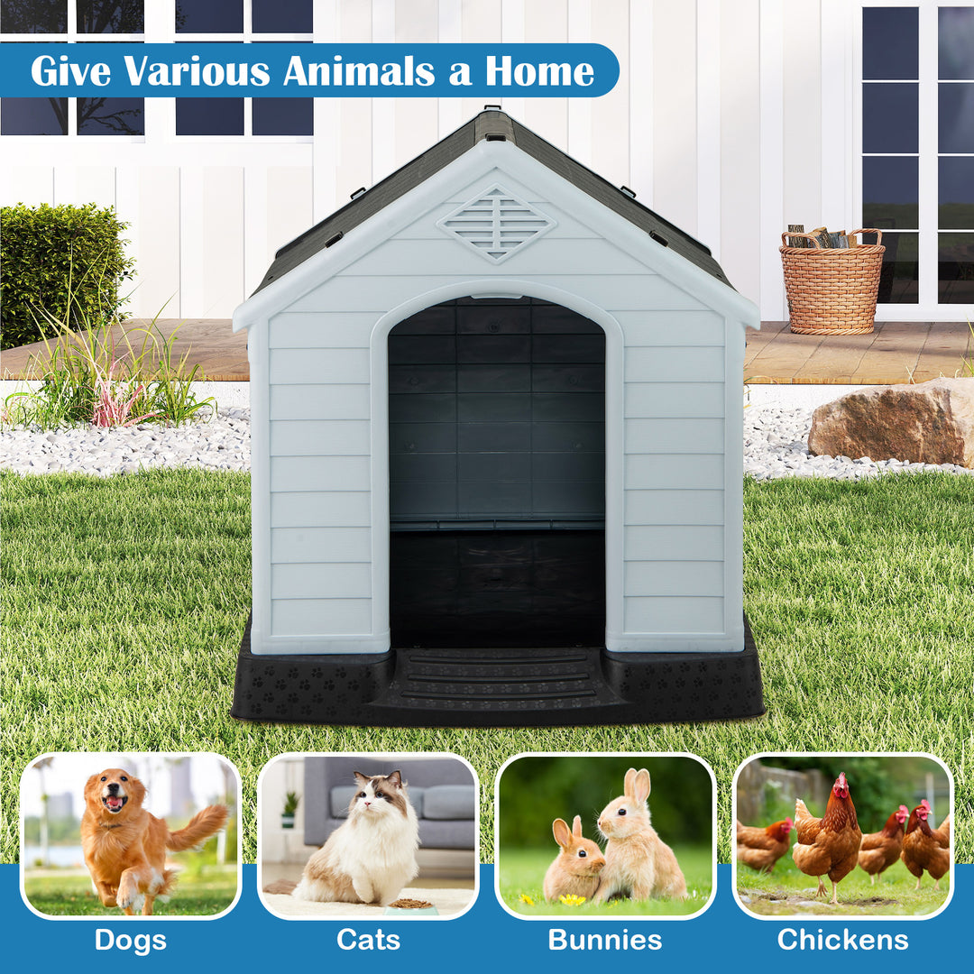 Dog House for Small Dogs Waterproof Plastic with Elevated Floor-M