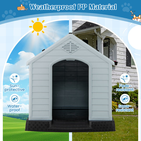 Dog House for Small Dogs Waterproof Plastic with Elevated Floor-M