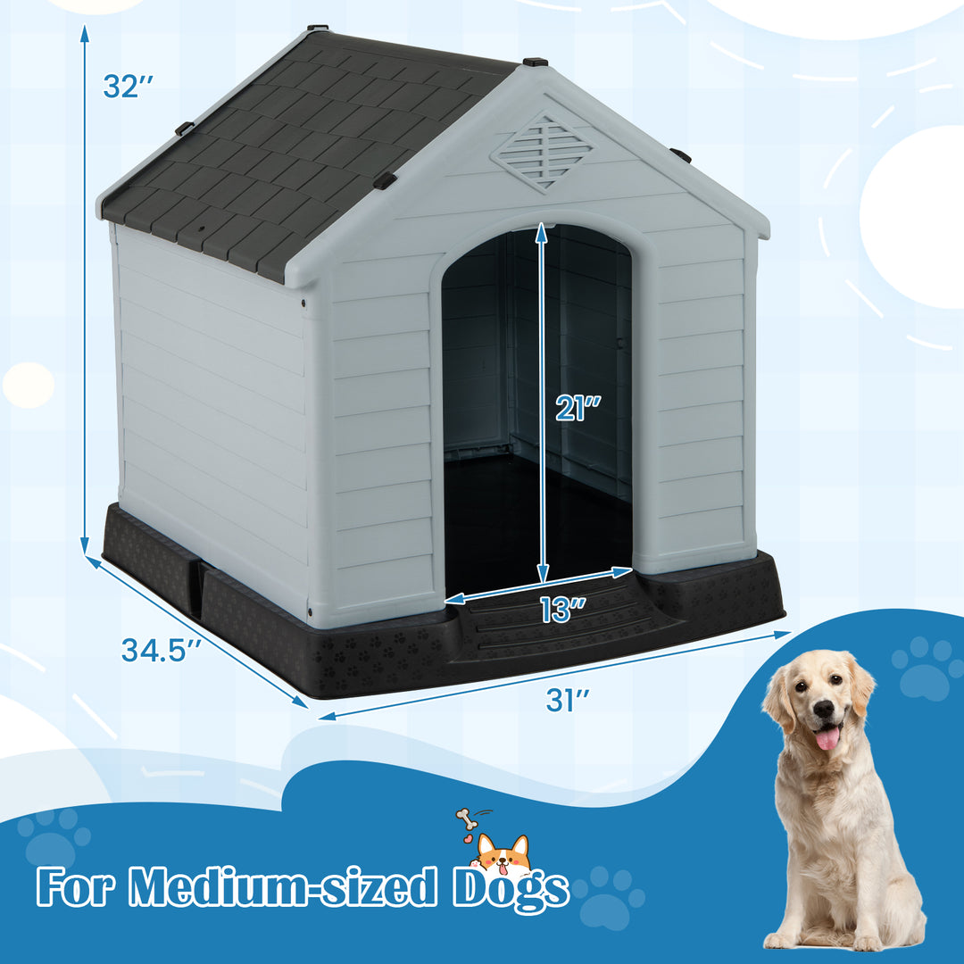Dog House for Small Dogs Waterproof Plastic with Elevated Floor-M