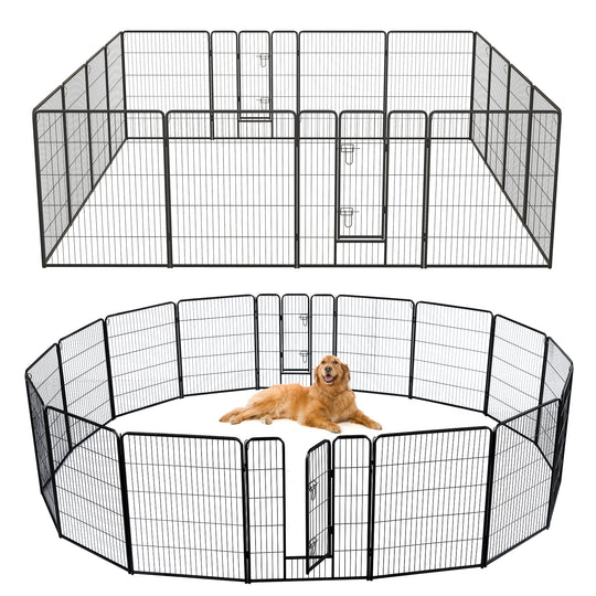 16 Panel 24/32/40 Inches Height Dog Playpen with Lock and Large Door-40 inches