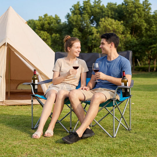 Double Camping Chair with Carry Bag Cup Holders