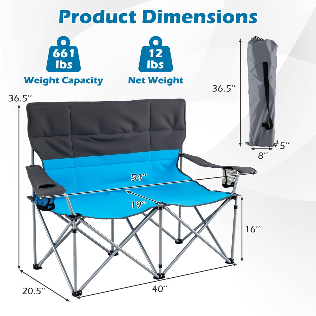 Double Camping Chair with Carry Bag Cup Holders