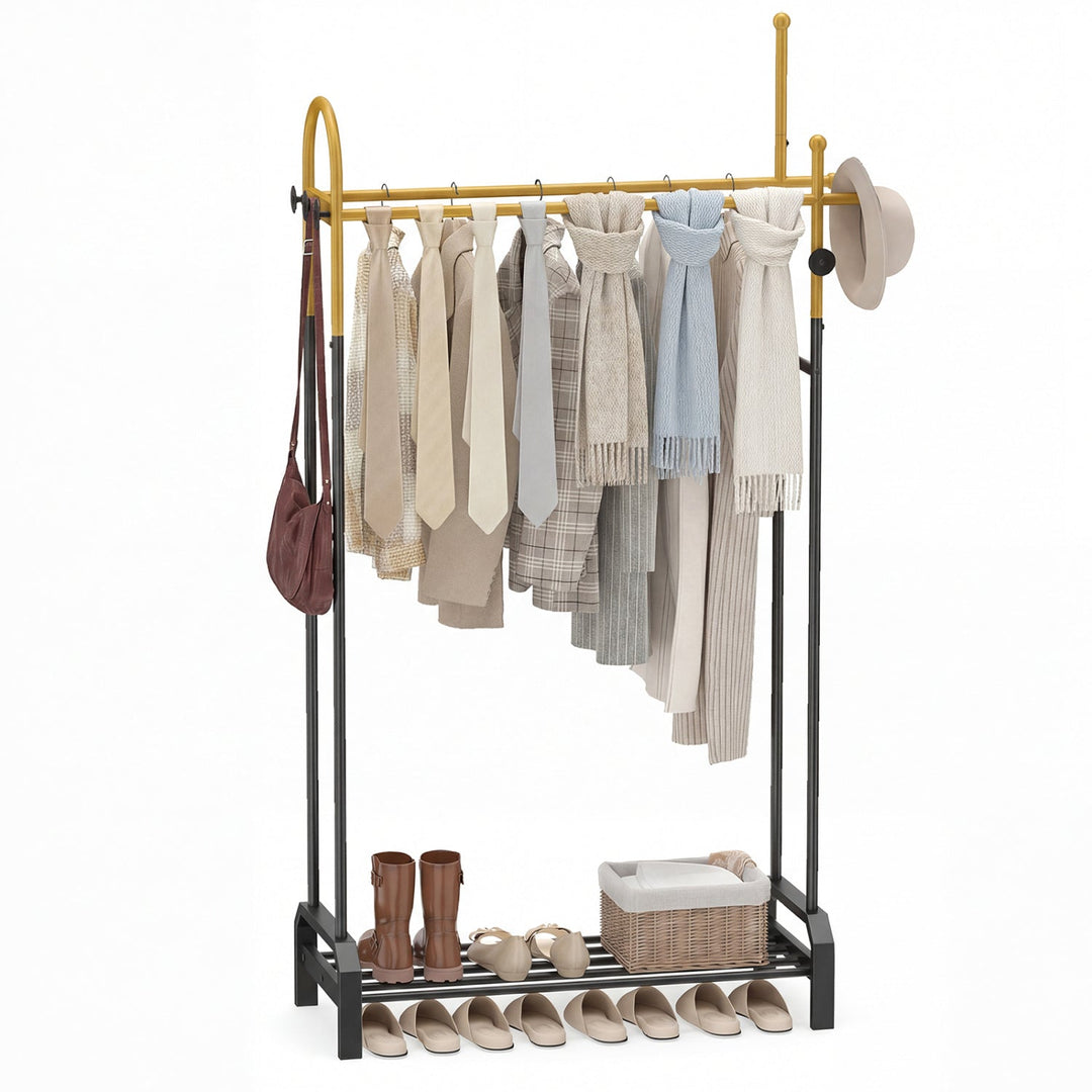 Double Rods Garment Rack for Hanging Clothes-Gold