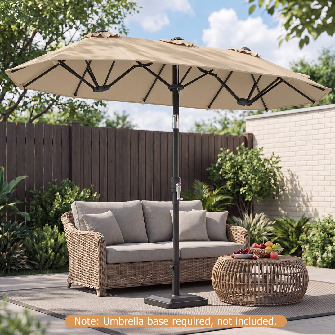 Double-Sided Patio Umbrella with Push Button Tilt Crank Handle