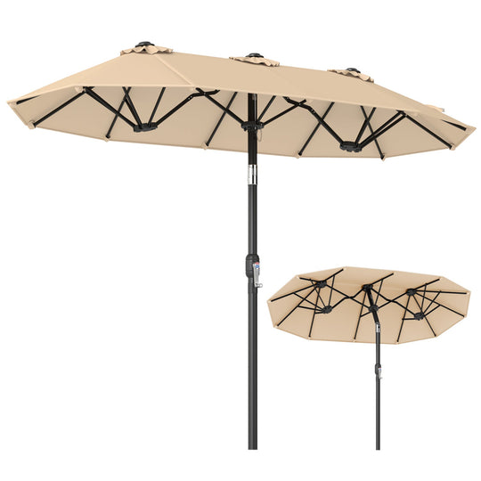 Double-Sided Patio Umbrella with Push Button Tilt Crank Handle