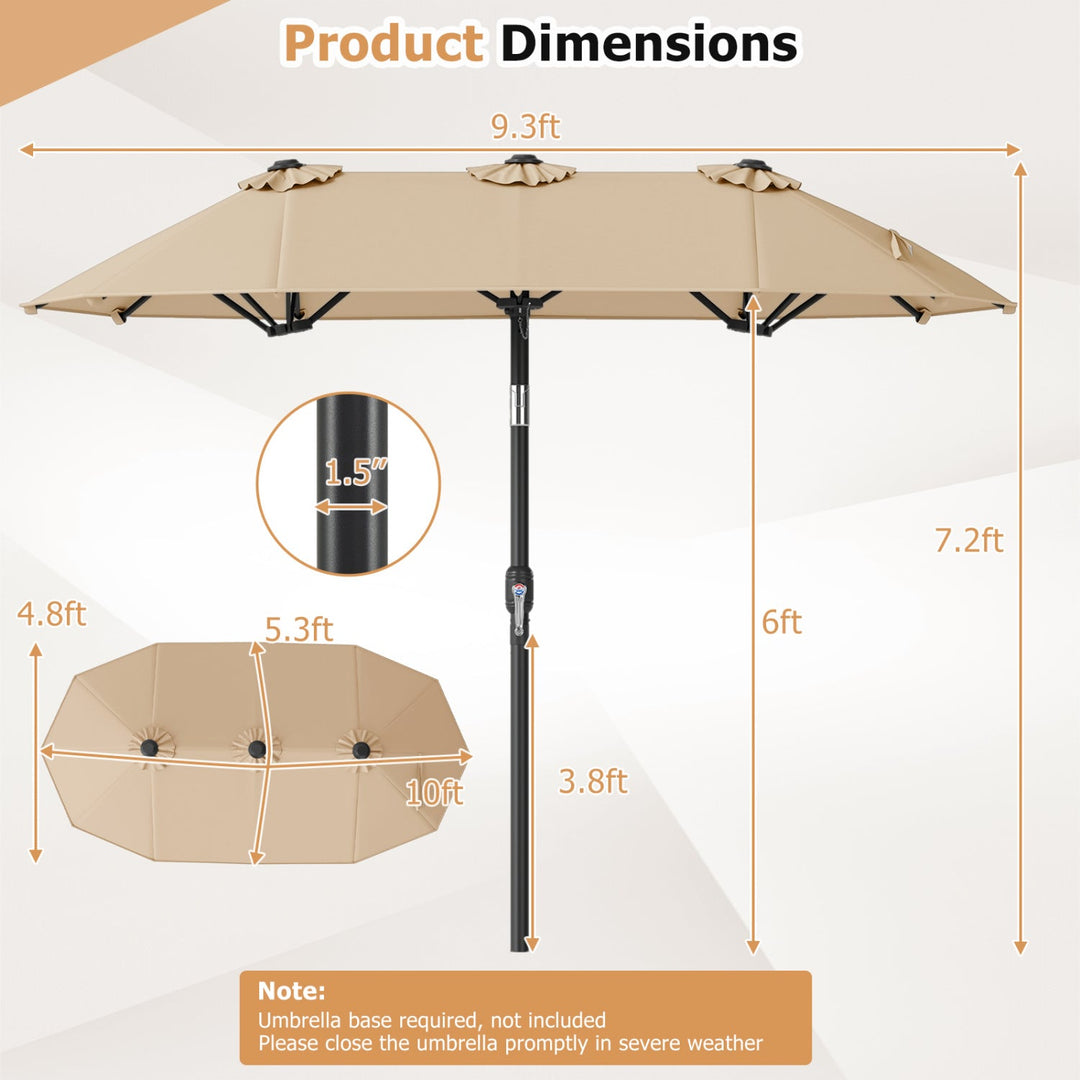 Double-Sided Patio Umbrella with Push Button Tilt Crank Handle