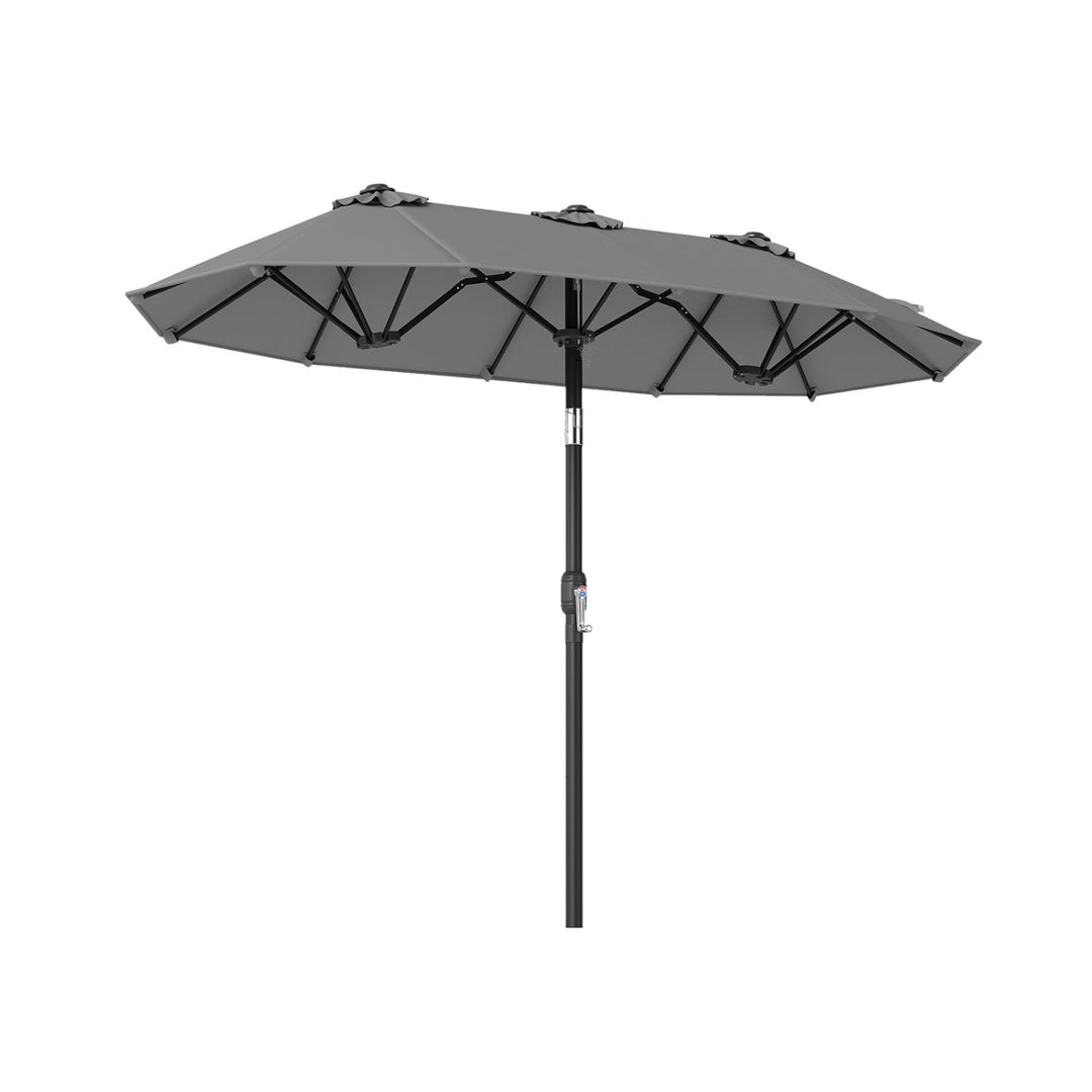 Double-Sided Patio Umbrella with Push Button Tilt Crank Handle